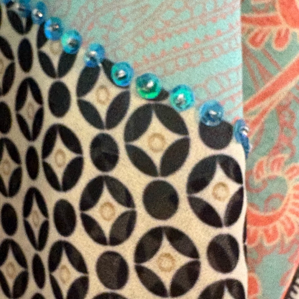 NWOT Soft Surroundings Coral and Blue Sheer Paisley Kimono Topper - Picture 6 of 10